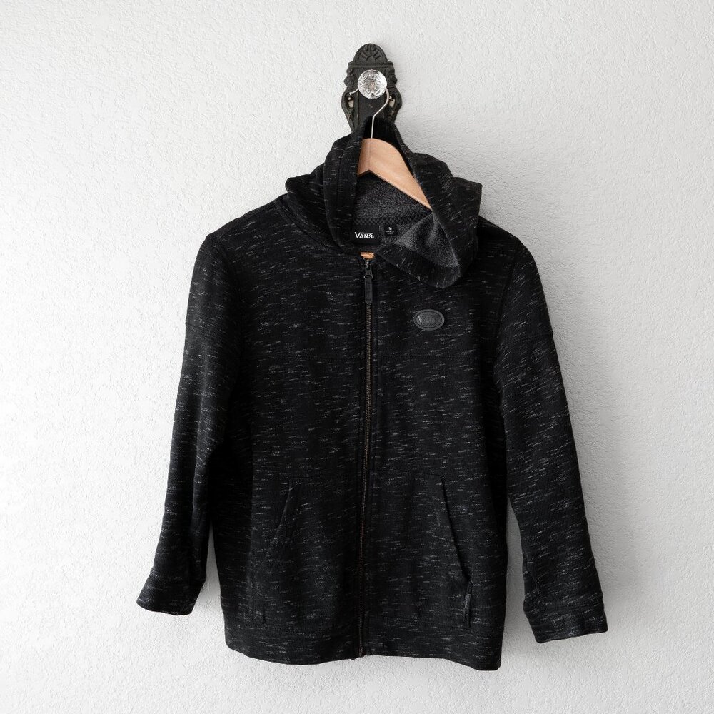 Vans Off The Wall Black Heather Zip Hoodie Mens M Full Zip Skate Sweatshirt